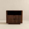 Lola Mid Century Modern Walnut Nightstand 2-Drawer Bed Side Table