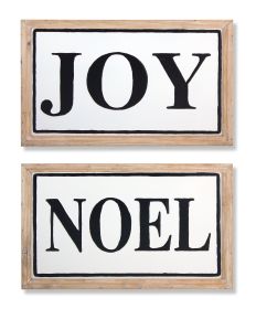 Noel and Joy Sign (Set of 2) 16.75"L x 10.5"H Wood/Iron