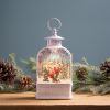 Snow Globe Lantern w/Santa 10.5"H Plastic 6 Hr Timer 3 AA Batteries, Not Included or USB Cord included