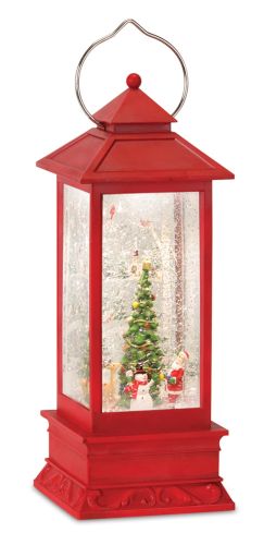 Snow Globe Lantern w/Santa 12.5"H Plastic 6 Hr Timer 3 AA Batteries, Not Included or USB Cord Included