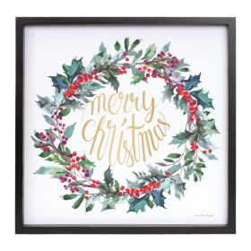 Merry Christmas/Wreath Frame 15.75"SQ MDF/Wood