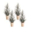 Potted Snowy Pine Tree (Set of 4) 16"H Plastic/Paper