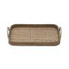 Tray (Set of 2) 16"L x 10"W, 19"L x 12"W Rattan/Wood