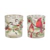Cardinal and Bird Votive Holder (Set of 6) 3"D x 3.25"H Glass