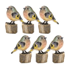Bird on Stump (Set of 6) 3.5"H Resin