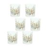 Bird and Floral Pattern Votive (Set of 6) 3"D x 3.25"H Glass