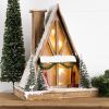 Ski Lodge 13.75"L x 16.5"H Wood 3 AA Batteries, Not Included