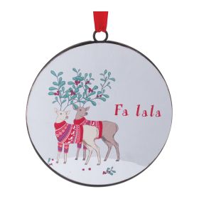 Deer Disc Ornament 6"D Iron (Set of 12)