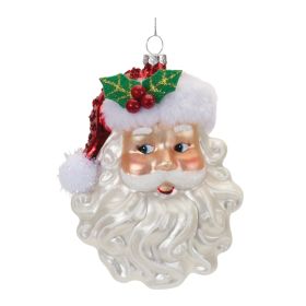 Santa Face Ornament (Set of 6) 5.5"H Glass