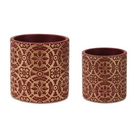 Container (Set of 2) 4.75"D x 4.75"H, 6.25"D x 6.5"H Cement