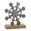 Snowflake On Stand (Set of 6) 5.75"H, 7.75"H Aluminum/Wood