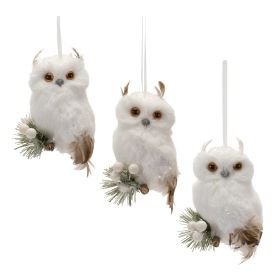 Owl Ornament (Set of 6) 4"H Foam/Polyester