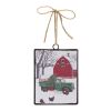 Truck and Barn Ornament (Set of 12) 6.25"H Metal