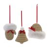 Mitten/Hat/Bell Ornament (Set of 12) 3.5"H, 4"H, 4.25"H Resin