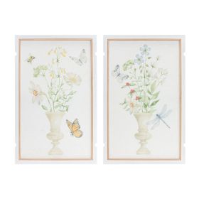 Framed Floral & Butterfly Print (Set of 2) 12.5"L x 19"H MDF/Paper