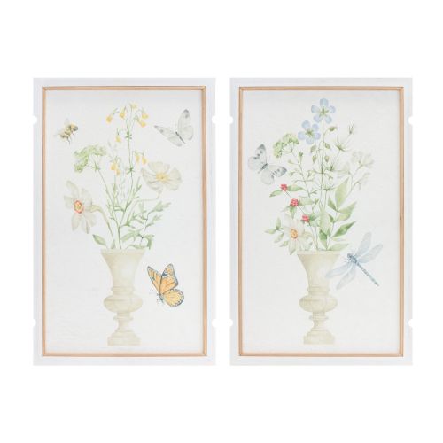 Framed Floral & Butterfly Print (Set of 2) 12.5"L x 19"H MDF/Paper