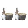 Gnome w/Tree Trunk Pot (Set of 2) 6.5"L x 6.75"H Resin
