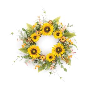 Mixed Sunflower Wreath 23"D Polyester