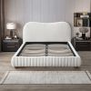 Norme Boucle Upholstered Queen Size Platform Bed In Cream
