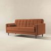 Baneton  Mid-Century Modern Burnt Orange Velvet Sleeper Sofa