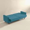 Baneton  Mid-Century Modern Teal Velvet Sleeper Sofa