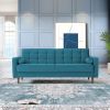 Baneton  Mid-Century Modern Teal Velvet Sleeper Sofa