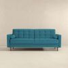 Baneton  Mid-Century Modern Teal Velvet Sleeper Sofa