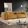 Kalen Mid-Century Modern 110" 4-Seater Cognac Corduroy Sofa