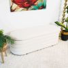 Collen Mid-Century Modern White Boucle Upholstered Storage Bench
