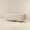 LaMattina Genuine Italian Beige Leather Channel Tufted Sofa