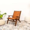Maria Mid-Century Modern Tight Back Genuine Leather Upholstered Lounge Chair