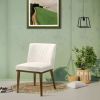 Dublın Mid-Century Modern Upholstered  White Fabric Dining Chair (Set of 2)