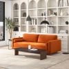 Anthony  Burnt Orange Pillow Back Velvet Sofa