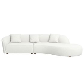 Elijah  Beige Japandi Style Curvy Sectional Sofa 126"