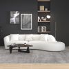 Elijah  Beige Japandi Style Curvy Sectional Sofa 126"