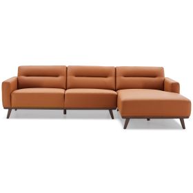 Ella L-Shaped Cognac PU Leather Right Sectional Couch