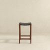 James Mid-Century Modern Genuine Black Leather 24.5" Counter Stool