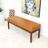 Austin Mid Century Modern Antique Tan Leather Bench