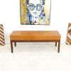Austin Mid Century Modern Antique Tan Leather Bench