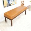Austin Mid Century Modern Antique Tan Leather Bench