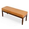 Austin Mid Century Modern Antique Tan Leather Bench