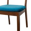 Hazel Mid-Century Modern Navy Blue Velvet Solid Wood Dining Chair(Set of 2)