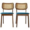 Hazel Mid-Century Modern Navy Blue Velvet Solid Wood Dining Chair(Set of 2)