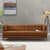 Mara  Tufted Cognac Leather Sofa
