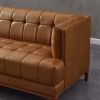 Mara  Tufted Cognac Leather Sofa