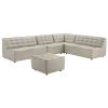 London Mid-Century Modern Genuine Leather Corner Modular Sofa - Grey Leather