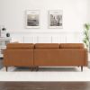 Lucco  Genuine Leather Sectional In Cognac Tan Left Facing