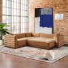Solo Corner Sectional Sofa With Ottoman - Cognac Velvet