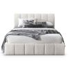 Hilar  White Boucle Platform Bed King