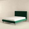 Dillon  Dark Green Velvet Platform Bed (Queen Size)